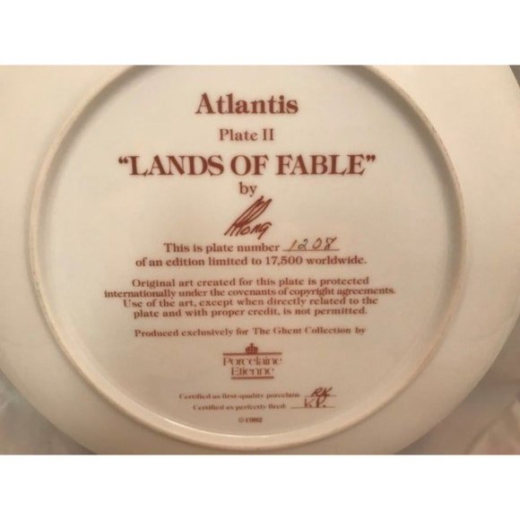 1982 Atlantis Collectible Plate Lands of Fable Ghent Collection 9" - Picture 6 of 6